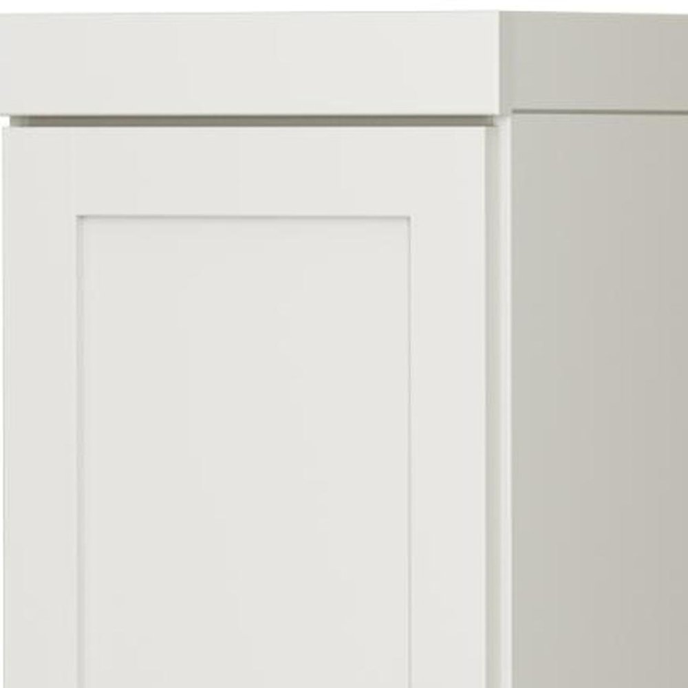 17" Off White Solid Wood Free Standing Double Door Linen Cabinet