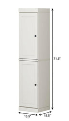 17" Off White Solid Wood Free Standing Double Door Linen Cabinet