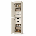 17" Off White Solid Wood Free Standing Double Door Linen Cabinet