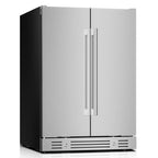 34" X 23" Silver Stainless Steel Dual Compartment Wine And Beverage Refrigerator