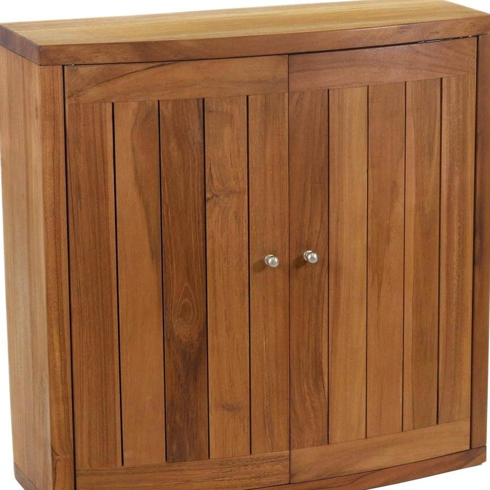24" Brown Solid Wood Wall Mounted Double Door Bathroom Cabinet