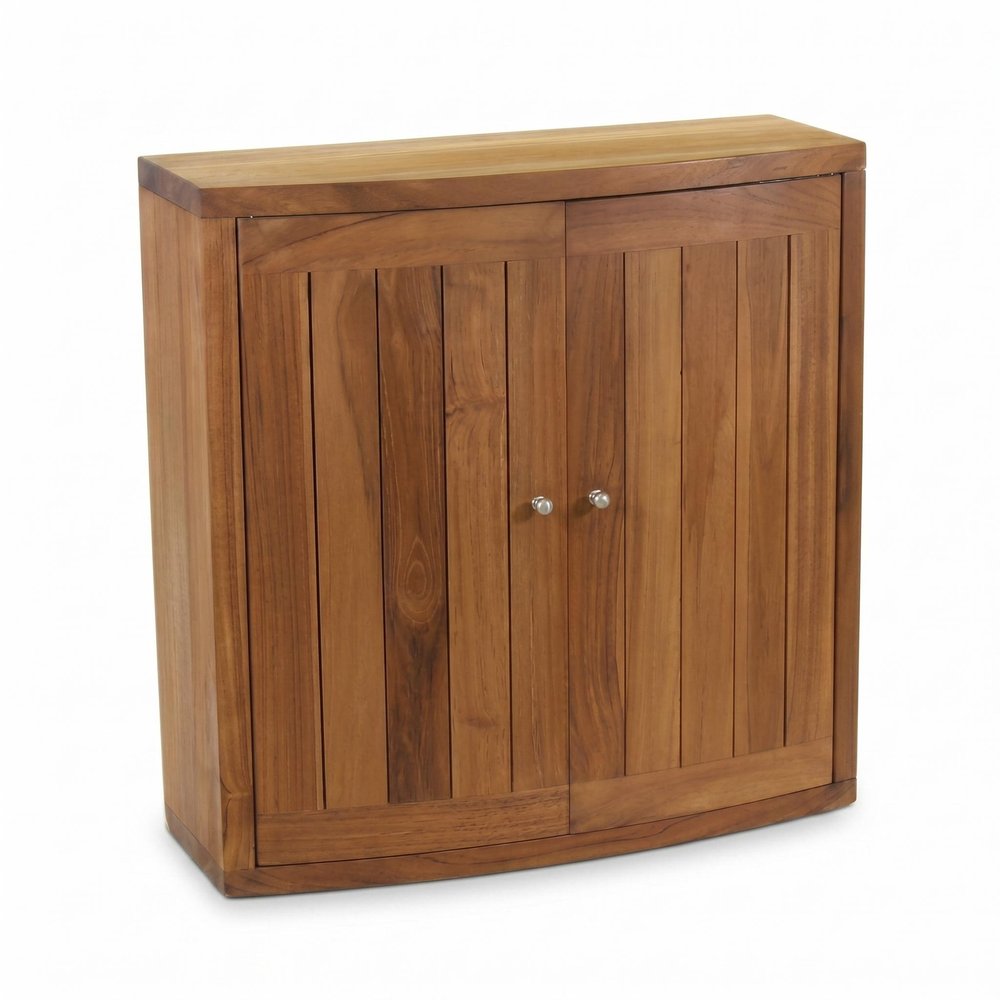 24" Brown Solid Wood Wall Mounted Double Door Bathroom Cabinet
