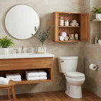 24" Brown Solid Wood Wall Mounted Double Door Bathroom Cabinet