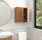 24" Brown Solid Wood Wall Mounted Double Door Bathroom Cabinet