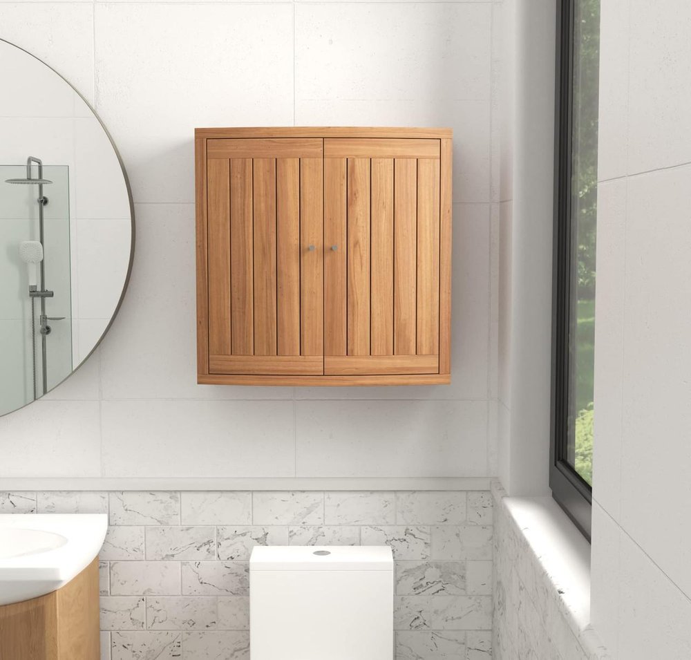 24" Brown Solid Wood Wall Mounted Double Door Bathroom Cabinet
