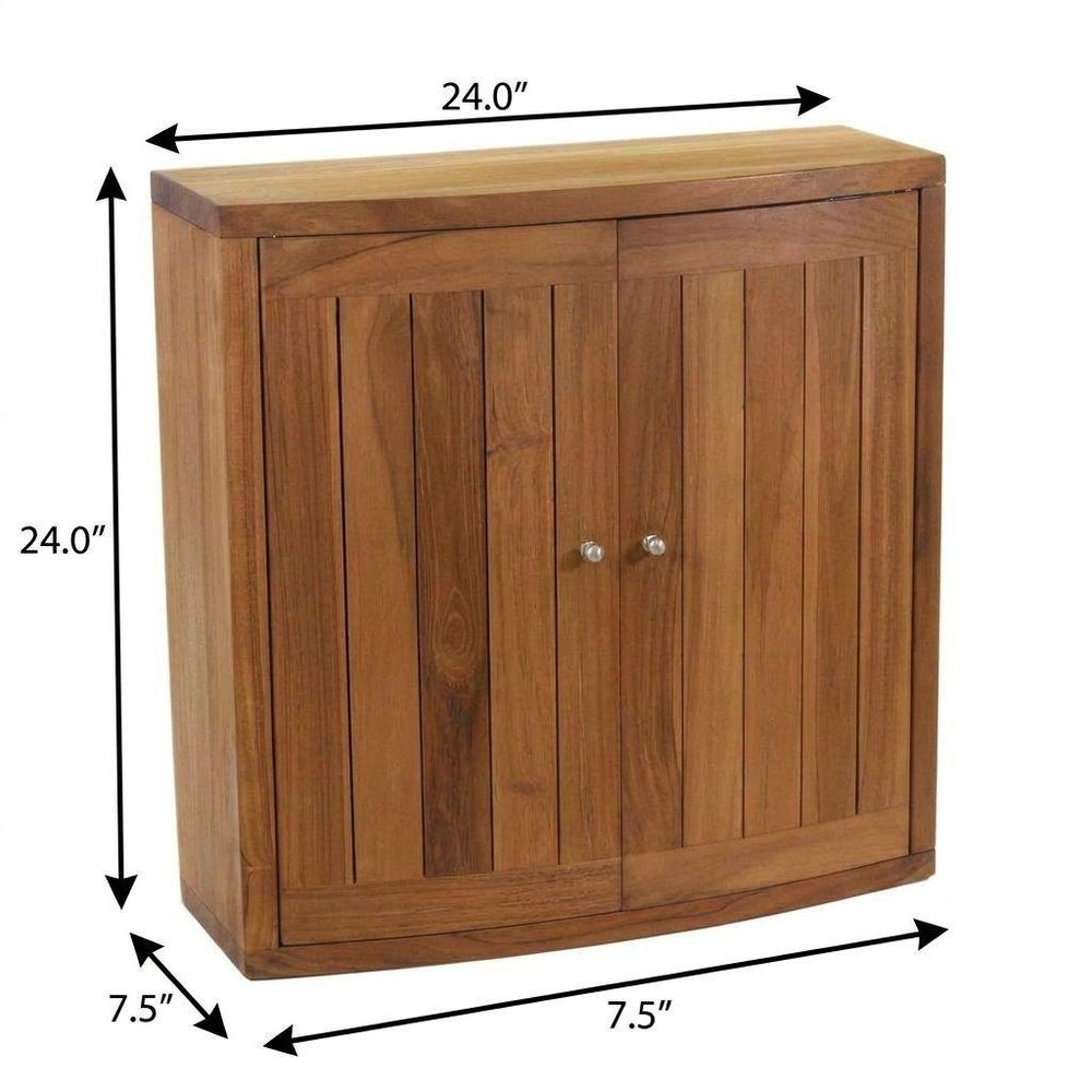 24" Brown Solid Wood Wall Mounted Double Door Bathroom Cabinet