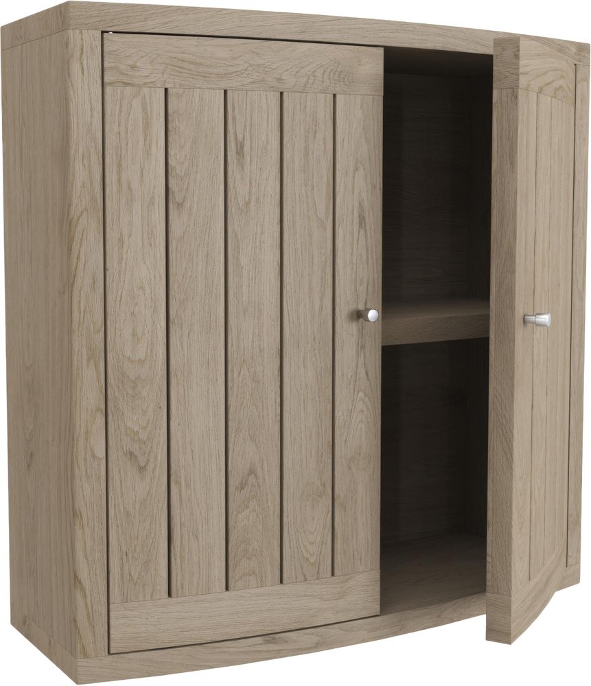 24" Natural Solid Wood Wall Mounted No Textural Detailing Double Door Bathroom Cabinet