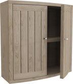 24" Natural Solid Wood Wall Mounted No Textural Detailing Double Door Bathroom Cabinet