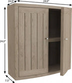 24" Natural Solid Wood Wall Mounted No Textural Detailing Double Door Bathroom Cabinet