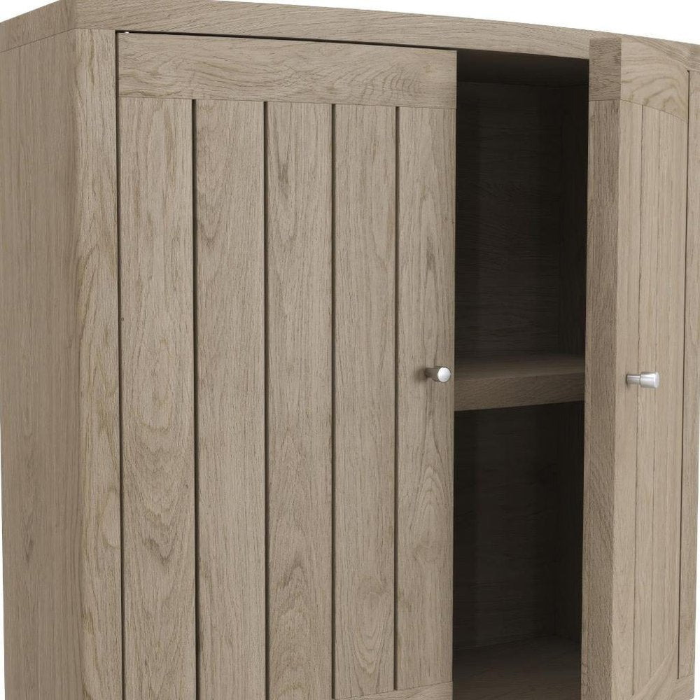 24" Natural Solid Wood Wall Mounted No Textural Detailing Double Door Bathroom Cabinet