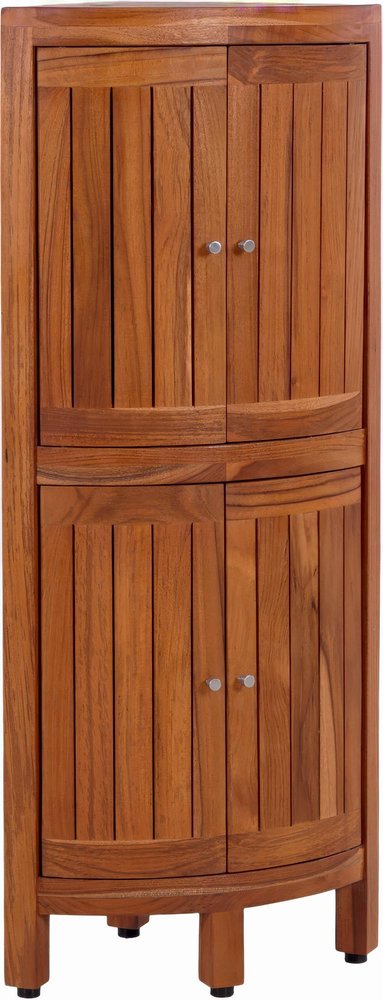 12" Brown Solid Wood Double Door Bathroom Cabinet