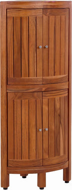 12" Brown Solid Wood Double Door Bathroom Cabinet
