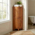 12" Brown Solid Wood Double Door Bathroom Cabinet