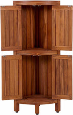 12" Brown Solid Wood Double Door Bathroom Cabinet