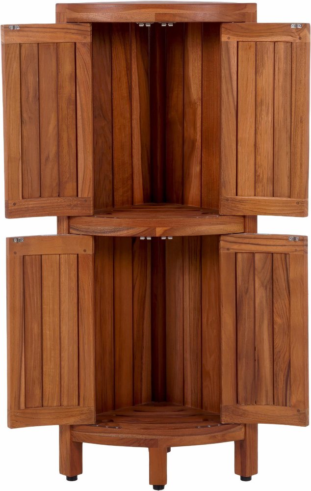 12" Brown Solid Wood Double Door Bathroom Cabinet