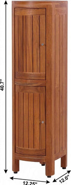 12" Brown Solid Wood Double Door Bathroom Cabinet