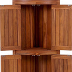12" Brown Solid Wood Double Door Bathroom Cabinet
