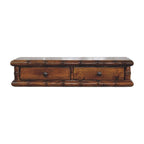 32" Chestnut Solid Wood Floating Wall Mount Console Table With Two Drawers