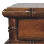 32" Chestnut Solid Wood Floating Wall Mount Console Table With Two Drawers