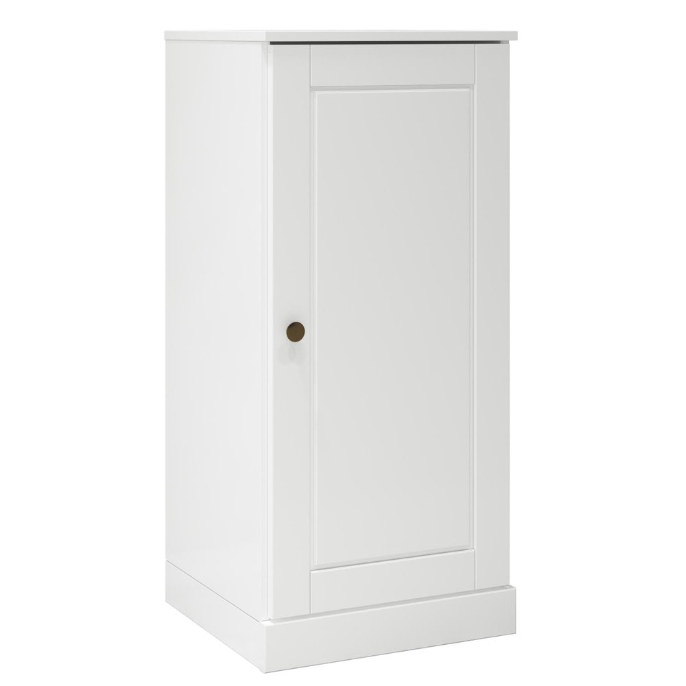 17" White Solid Wood Free Standing Single Door Linen Cabinet