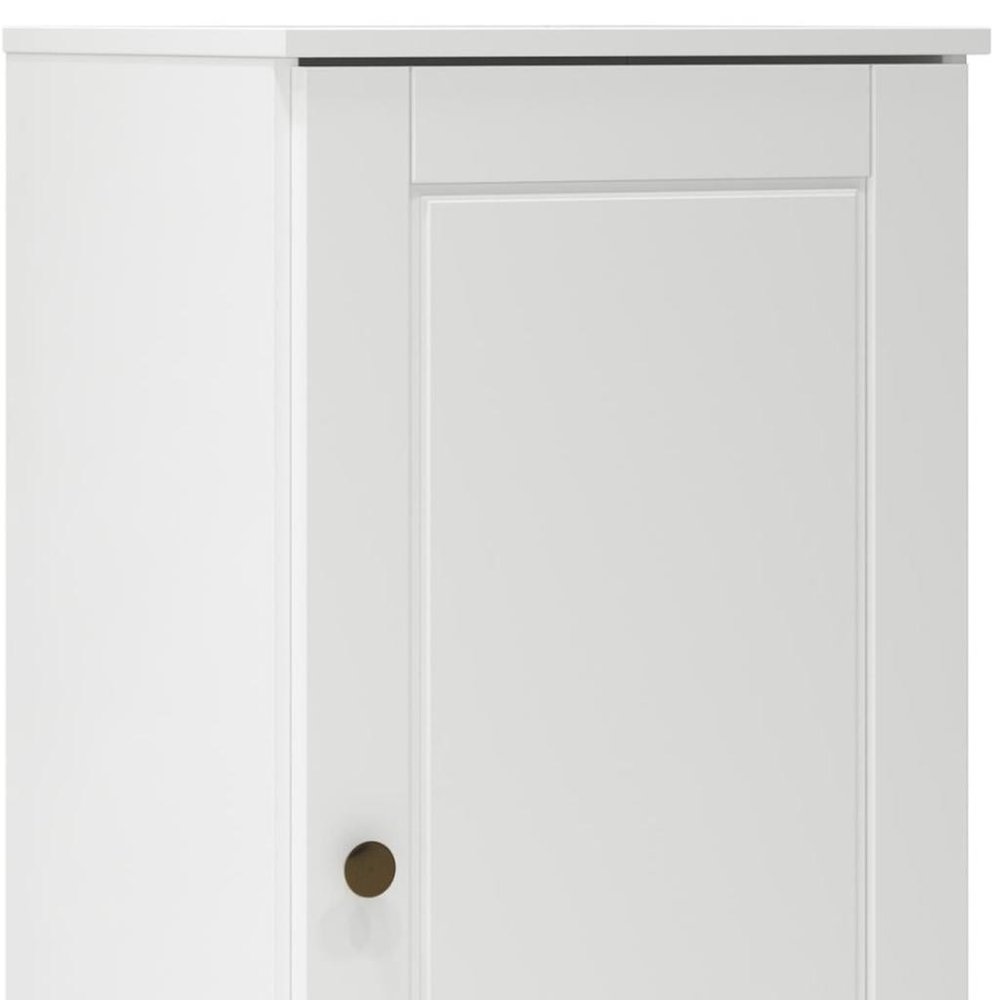 17" White Solid Wood Free Standing Single Door Linen Cabinet