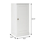 17" White Solid Wood Free Standing Single Door Linen Cabinet