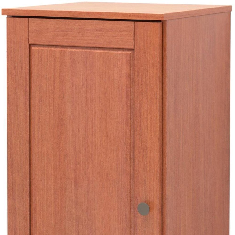 17" Coffee Solid Wood Free Standing Single Door Linen Cabinet