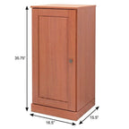 17" Coffee Solid Wood Free Standing Single Door Linen Cabinet