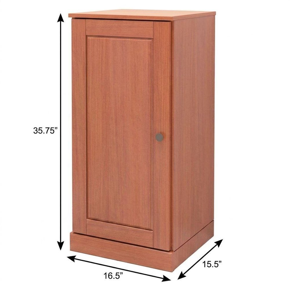 17" Coffee Solid Wood Free Standing Single Door Linen Cabinet