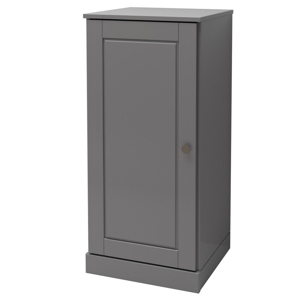 17" Gray Solid Wood Free Standing Single Door Linen Cabinet