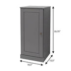 17" Gray Solid Wood Free Standing Single Door Linen Cabinet