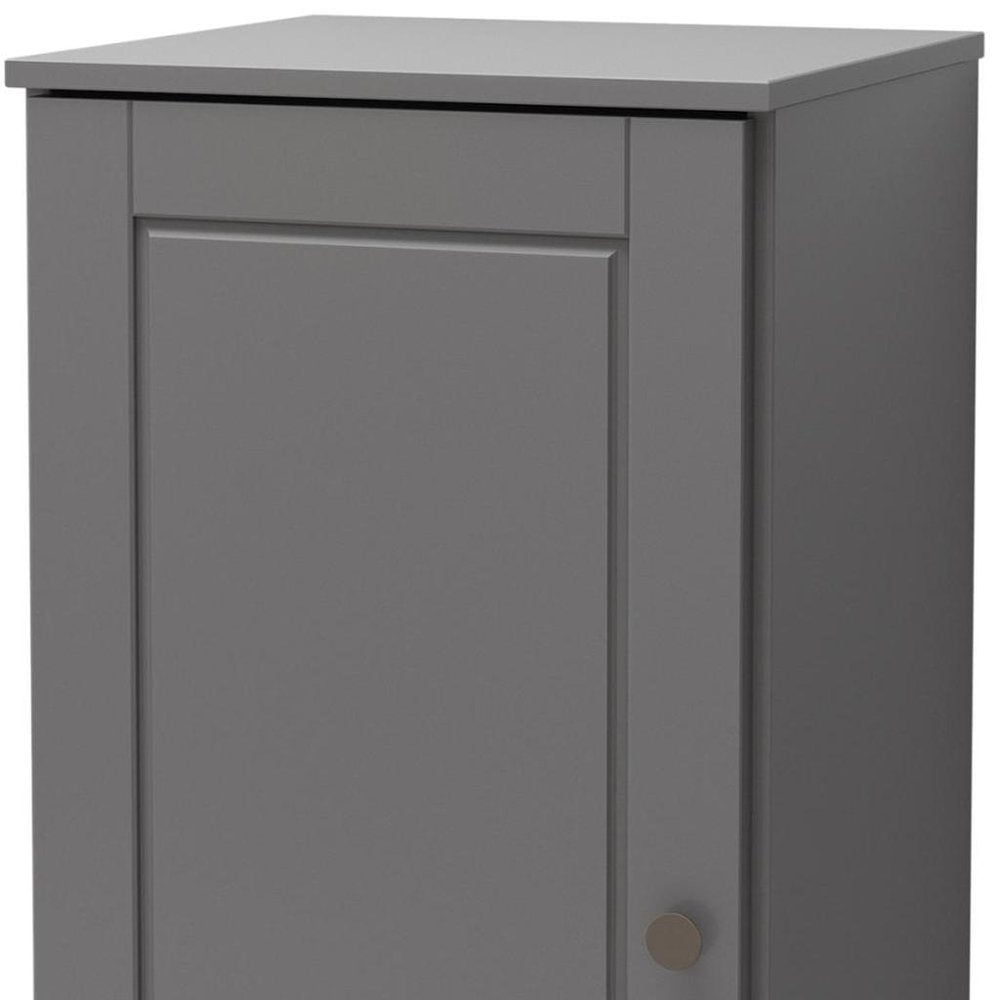 17" Gray Solid Wood Free Standing Single Door Linen Cabinet