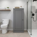 17" Gray Solid Wood Free Standing Single Door Linen Cabinet