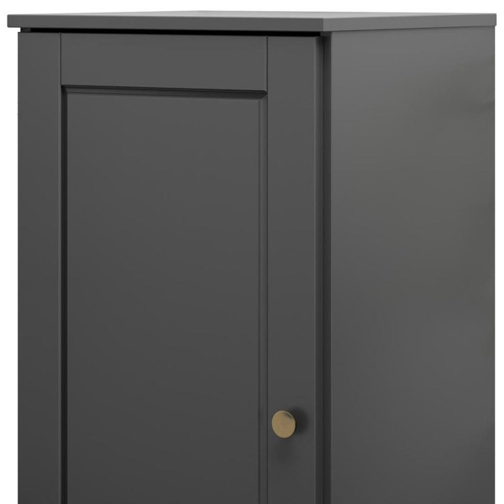 17" Black Solid Wood Free Standing Single Door Linen Cabinet