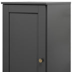 17" Black Solid Wood Free Standing Single Door Linen Cabinet