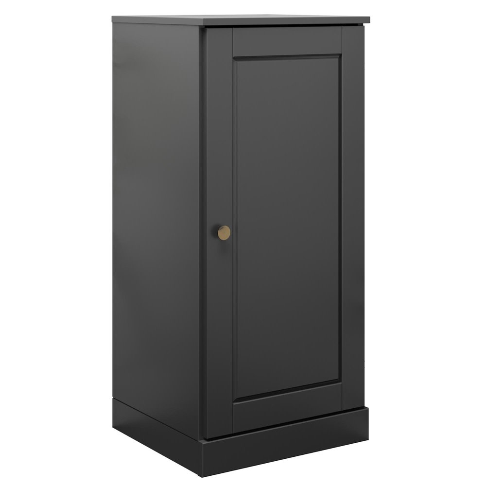 17" Black Solid Wood Free Standing Single Door Linen Cabinet