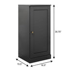 17" Black Solid Wood Free Standing Single Door Linen Cabinet