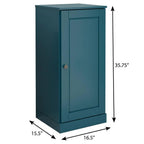 17" Teal Blue Solid Wood Free Standing Single Door Linen Cabinet