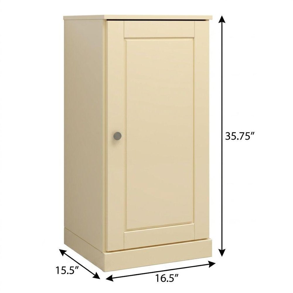 17" Yellow Solid Wood Free Standing Single Door Linen Cabinet