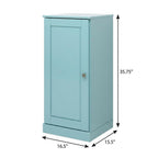 17" Aqua Solid Wood Free Standing Single Door Linen Cabinet