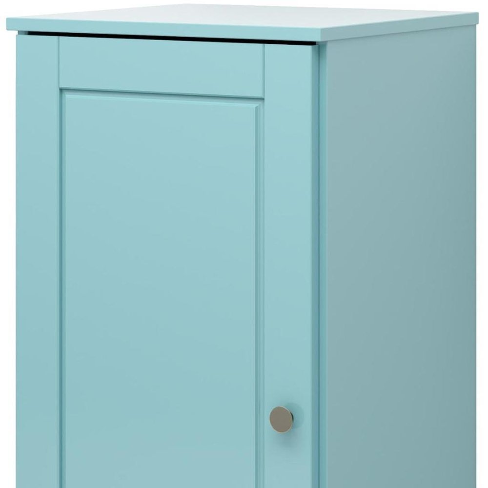 17" Aqua Solid Wood Free Standing Single Door Linen Cabinet