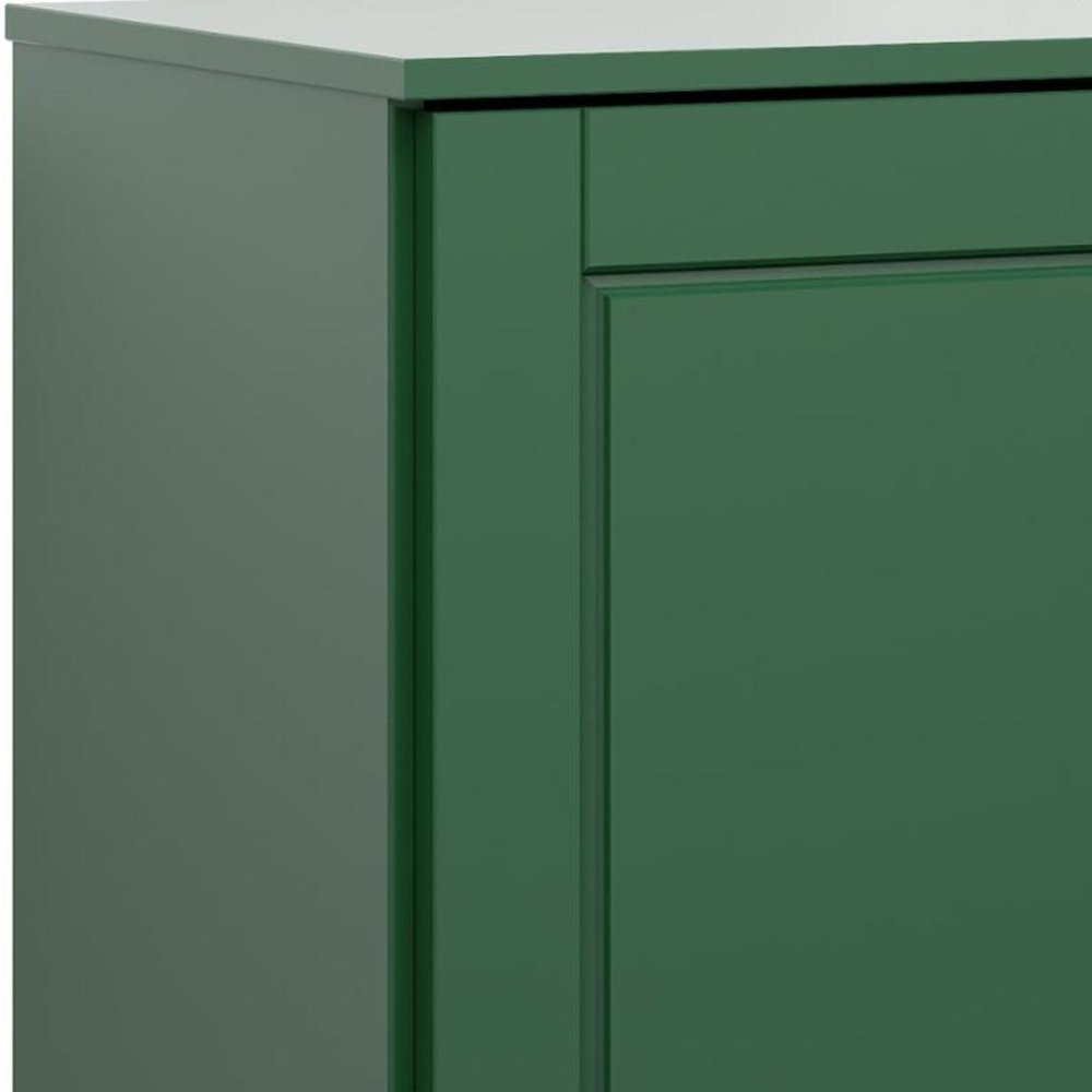 17" Green Solid Wood Free Standing Single Door Linen Cabinet