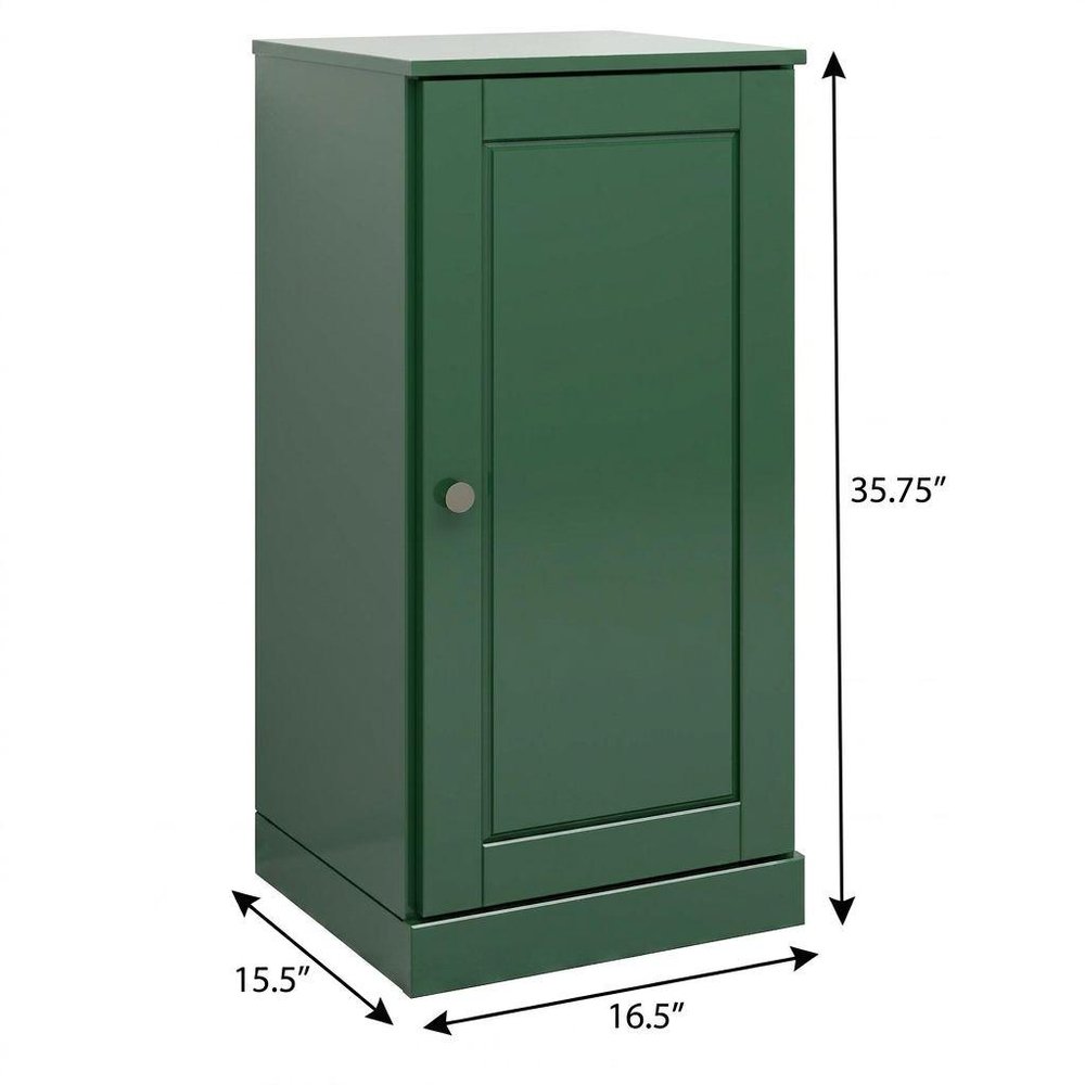 17" Green Solid Wood Free Standing Single Door Linen Cabinet