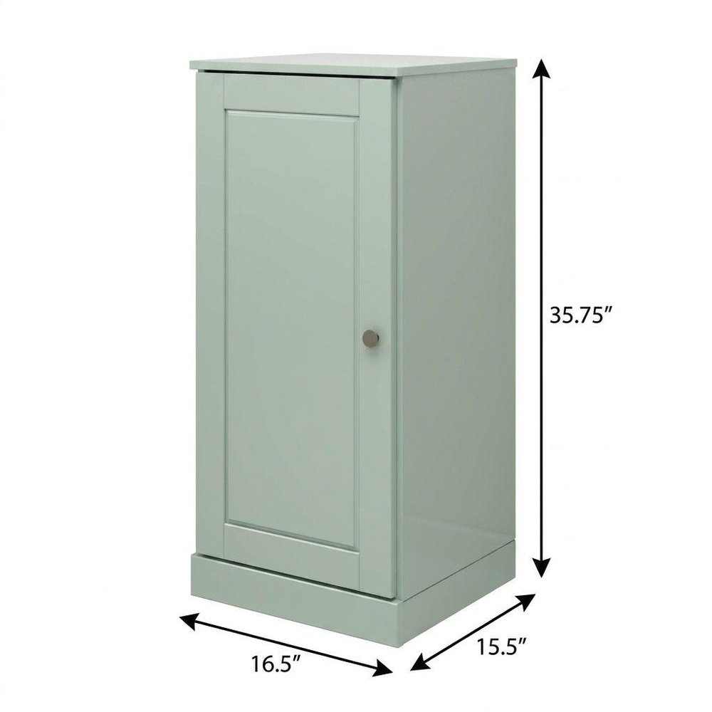 17" Sage Solid Wood Free Standing Single Door Linen Cabinet