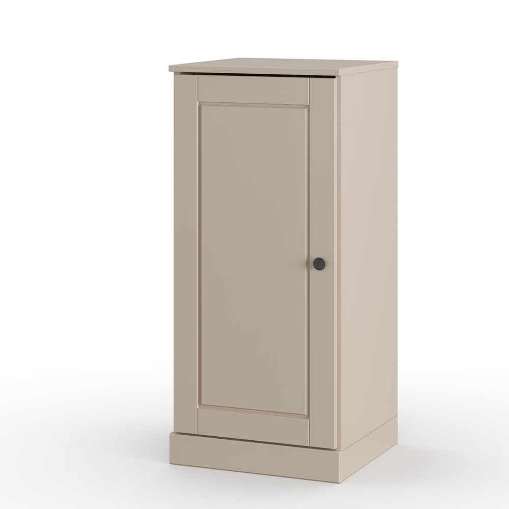 17" Beige Solid Wood Free Standing Single Door Linen Cabinet