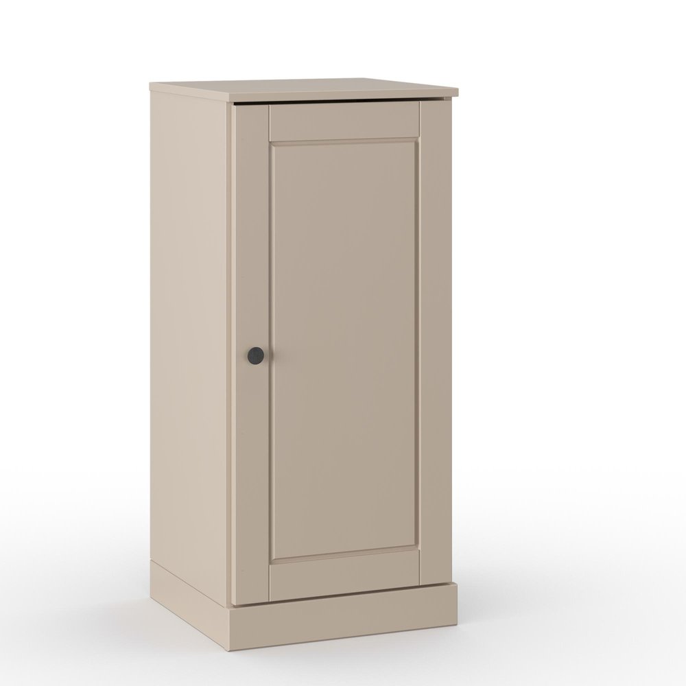 17" Beige Solid Wood Free Standing Single Door Linen Cabinet