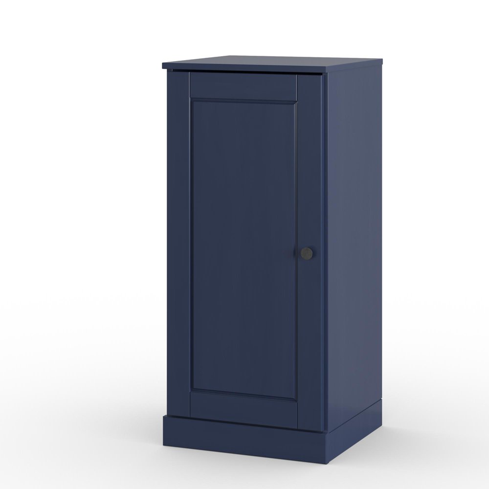 17" Navy Blue Solid Wood Free Standing Single Door Linen Cabinet