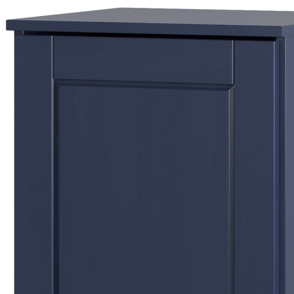 17" Navy Blue Solid Wood Free Standing Single Door Linen Cabinet