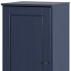 17" Navy Blue Solid Wood Free Standing Single Door Linen Cabinet
