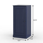 17" Navy Blue Solid Wood Free Standing Single Door Linen Cabinet